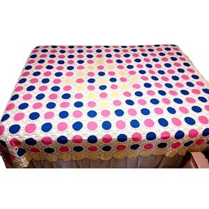 VTG Hand Crochet & Colorful Mod Circles Handmade Bedspread Coverlet BOHO 88X112